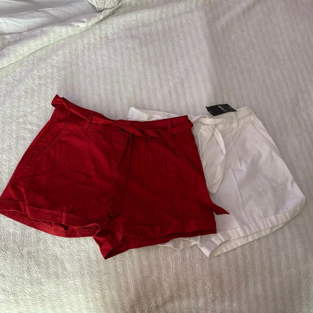 Forever 21 Red/ White Woven Shorts Bundle